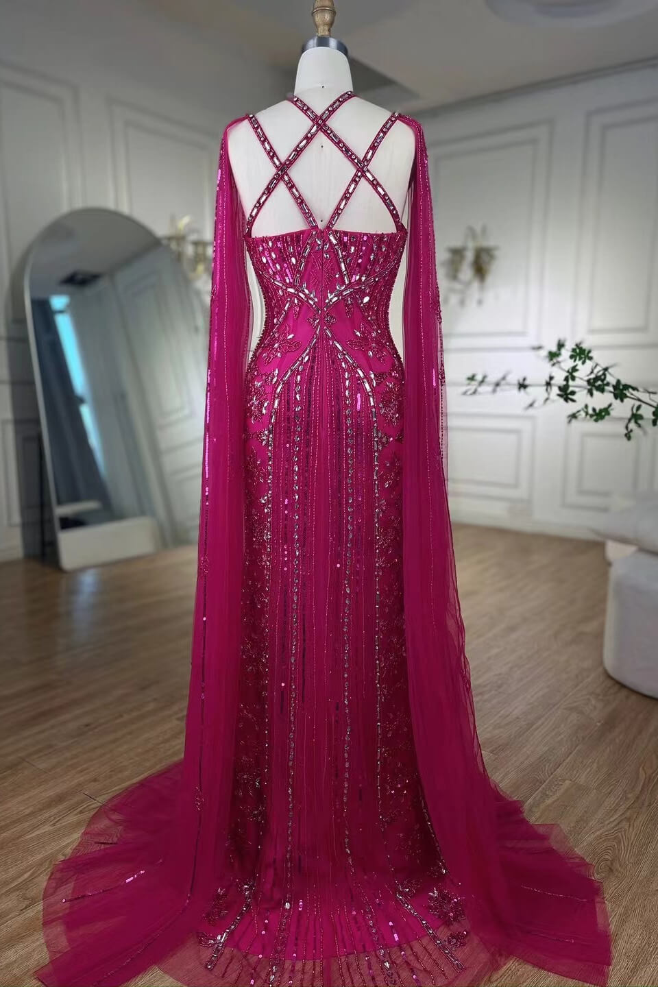 Suzhoufashion Classy Hot Pink Beadings Evening Dress Mermaid Long With ...