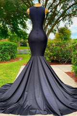 Suzhoufashion Classy Long Black Jewel Mermaid Lace Prom Dresses with Appliques