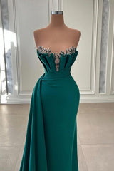 Suzhoufashion Elegant Dark Green Long Prom Dress Evening Gowns Strapless Mermaid