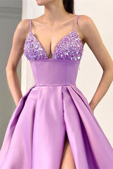 Suzhoufashion Elegant Spaghetti-Straps Split Sequins Evening Dresses