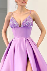 Suzhoufashion Elegant Spaghetti-Straps Split Sequins Evening Dresses