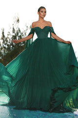 Suzhoufashion Fabulous Dark Green Off-the-shoulder Sequins Evening Dresses