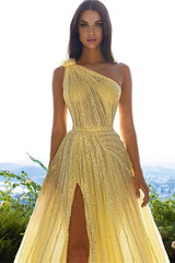 Suzhoufashion Glittering One Shoulder Daffodil Sequins Evening Prom Dresses Slit Long On Sale