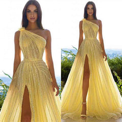 Suzhoufashion Glittering One Shoulder Daffodil Sequins Evening Prom Dresses Slit Long On Sale