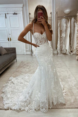 Suzhoufashion Gorgeous Mermaid Appliques Sleeveless Bridal Dresses Lace Appliques