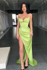 Suzhoufashion Sage Green Sweetheart Mermaid Evening Dress Sleeveless With Slit