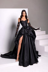 Suzhoufashion Sexy Black Sweetheart Mermaid Evening Prom Dresses Long With Slit Online