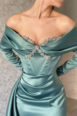 Suzhoufashion Stunning Off-the-shoulder Long Sleeves Mermaid Evening Dresses With Glitter