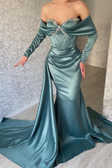 Suzhoufashion Stunning Off-the-shoulder Long Sleeves Mermaid Evening Dresses With Glitter