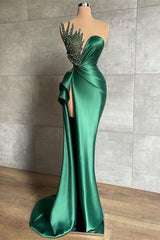 Suzhoufashion Sweetheart Green Shiny Sleeveless Prom Dress With Beads Long Mermaid