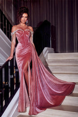 Suzhoufashion Unique Dusty Rose Off-the-shoulder Mermaid Evening Dresses With Split