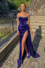 Suzhoufashion Unique Off-the-shoulder Split Mermaid Evening Dresses