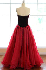 Sweatheart Puffy Tulle Burgundy Prom Dress | New Arrival Sexy Velvet Formal Evening Dress