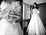 Sweetheart A-Line Wedding Dress with Flowers Pure White Bridal Gown