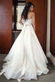 Sweetheart A-Line Wedding Dress with Flowers Pure White Bridal Gown