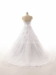 Sweetheart Beading White Long Bridal Gown Beautiful Lace Custom Made Princess Wedding Dress