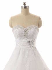 Sweetheart Beading White Long Bridal Gown Beautiful Lace Custom Made Princess Wedding Dress