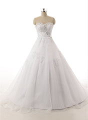 Sweetheart Beading White Long Bridal Gown Beautiful Lace Custom Made Princess Wedding Dress