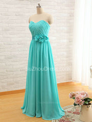 Sweetheart Blue Ruffles Chiffon Bridesmaid Dress Popular Plus Size Long Wedding Dress