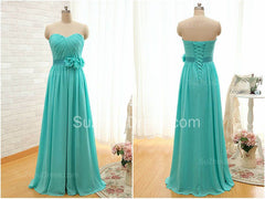 Sweetheart Blue Ruffles Chiffon Bridesmaid Dress Popular Plus Size Long Wedding Dress