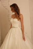 Sweetheart Lace Wedding Dresses Online Tulle Crystals Belt Dresses for Wedding