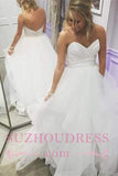 Sweetheart Long Tiered Ruffles Summer A-Line Empire Wedding Dresses