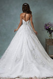 Sweetheart Tulle Applique Princess Dress Gorgeous Ruffles Court Train Wedding Dress