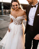 Unique Off-the-shoulder Sleeveless Empire Wedding Dress with Lace