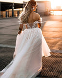 Unique Off-the-shoulder Sleeveless Empire Wedding Dress with Lace