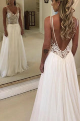 V-Neck Sleeveless Beach Wedding Dress Lace Long Bridal Gowns On Sale BC0875