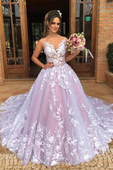 V-neck Appliques Alluring A-line Spaghetti-Straps Wedding Dresses