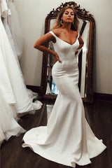 V-neck Off-the-shoulder Mermaid Wedding Dress