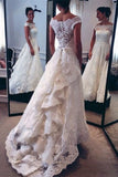 Vintage A-Line Bateau Lace Wedding Dress New Arrival Scoop Sleeve Vestidos De Novia Bridal Gown