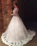 Vintage Bateau Long Sleeve Princess Dress Bowknot Lace Ball Gown Princess Dress BA6349