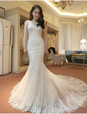 Vintage Long Sleeve Mermaid Tulle Bridal Gown New Arrival Court Train Wedding Dresses