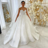 Women Sweetheart Ivory Satin Appliques A-Line Wedding Dresses