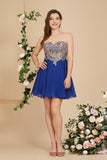 A Line Lace Appliques Sweetheart Short Formal Dress