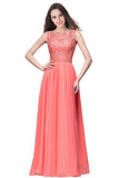 A-line Sleeveless Crew Floor-length Lace Top Chiffon Formal Dress