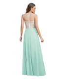 Elegant A-Line Floor-Length Chiffon Sleeveless Prom Dresses