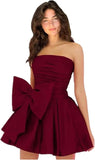 Amazing Sleeveless Pleats Short Homecoming Dresses with Bow