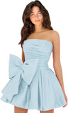 Amazing Sleeveless Pleats Short Homecoming Dresses with Bow