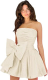 Amazing Sleeveless Pleats Short Homecoming Dresses with Bow