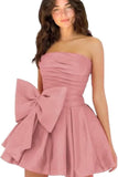 Amazing Sleeveless Pleats Short Homecoming Dresses with Bow