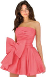 Amazing Sleeveless Pleats Short Homecoming Dresses with Bow