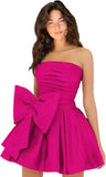 Amazing Sleeveless Pleats Short Homecoming Dresses with Bow