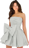 Amazing Sleeveless Pleats Short Homecoming Dresses with Bow