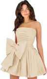 Amazing Sleeveless Pleats Short Homecoming Dresses with Bow