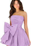 Amazing Sleeveless Pleats Short Homecoming Dresses with Bow