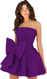 Amazing Sleeveless Pleats Short Homecoming Dresses with Bow