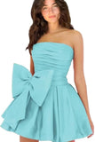 Amazing Sleeveless Pleats Short Homecoming Dresses with Bow